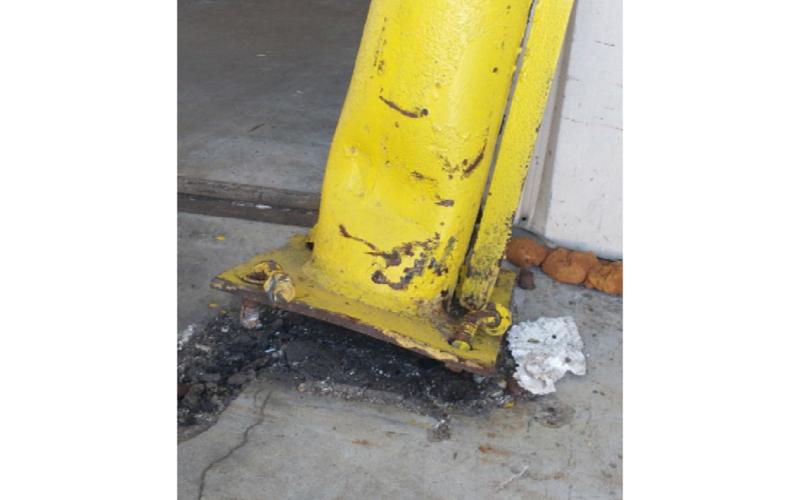 This bollard is used to secure a ship’s rope at the Port of Fernandina. An inspection showed it is loose, and needed to be replaced or repaired. Photos courtesy of Electrical Contractors Inc. and R&M Engineering Consultants