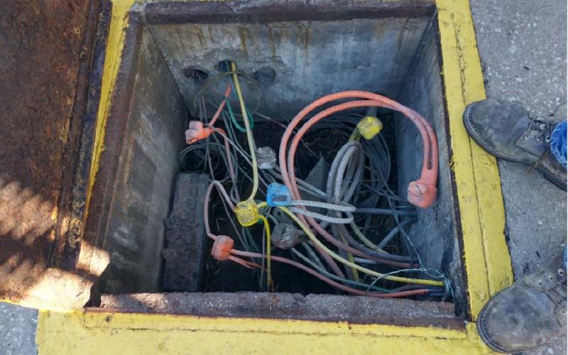 According to a report from Electrical Constractors, several underground electrical boxes at the Port of Fernandina are in areas which flood regularly. Underground boxes are common even in wet areas, but any splices should be made with devices that are water resistant and listed for wet areas, the report recommended. Photos courtesy of Electrical Contractors Inc. and R&M Engineering Consultants