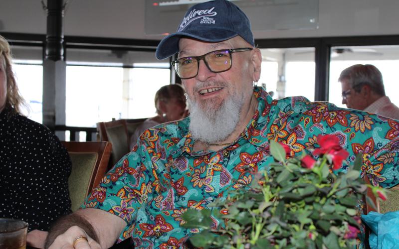 Robert Fiege is retir-ing after 48 years with the News-Leader. He is shown at a luncheon in his honor at Brett’s Waterway Cafe on Wednesday.  Photo by Julia Roberts/News-Leader