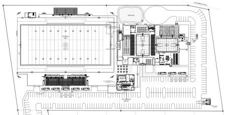 While the focus of this project centers around the football field, site plans for the recreation facility indicated the owners wish to construct three additional multipurpose courts, one of which would be surrounded by more than 800 bleacher seats. Submitted.