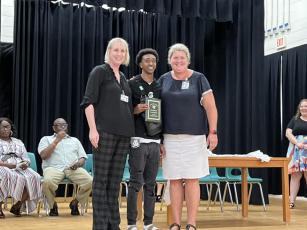 Latrell Mallory received his Hornet of the Year Award. Photo courtesy of Yulee High School Counseling
