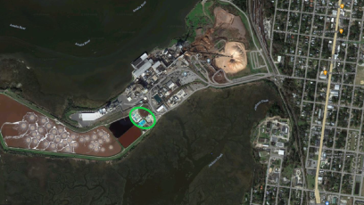 Circled in green is where the bioethanol plant would be located inside RYAM’s facility on Amelia Island. Submitted