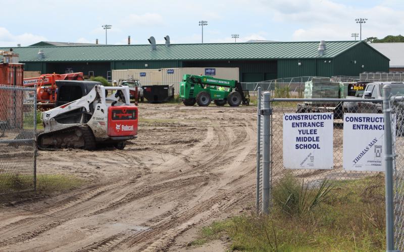 Construction continues at Yulee Middle School, where a new building will add 13 classrooms and four science labs. Photo by Holly Dorman/News-Leader.