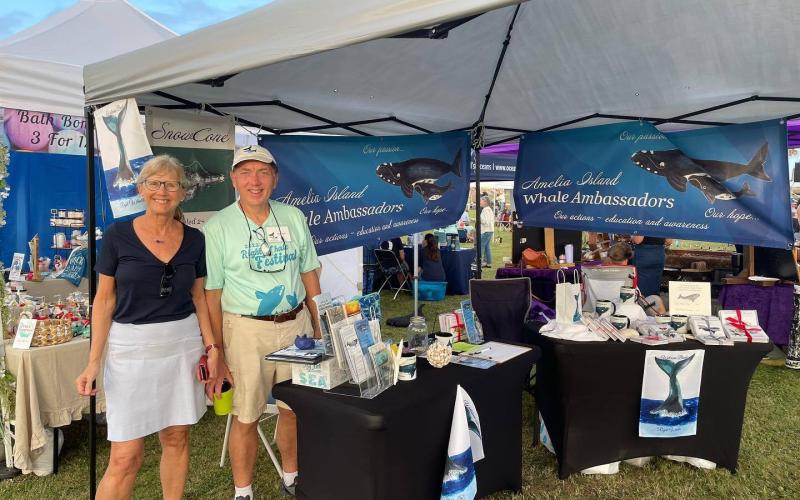 The Amelia Island Whale Ambassadors set up a booth in support of the North Atlantic right whales. Submitted photos.