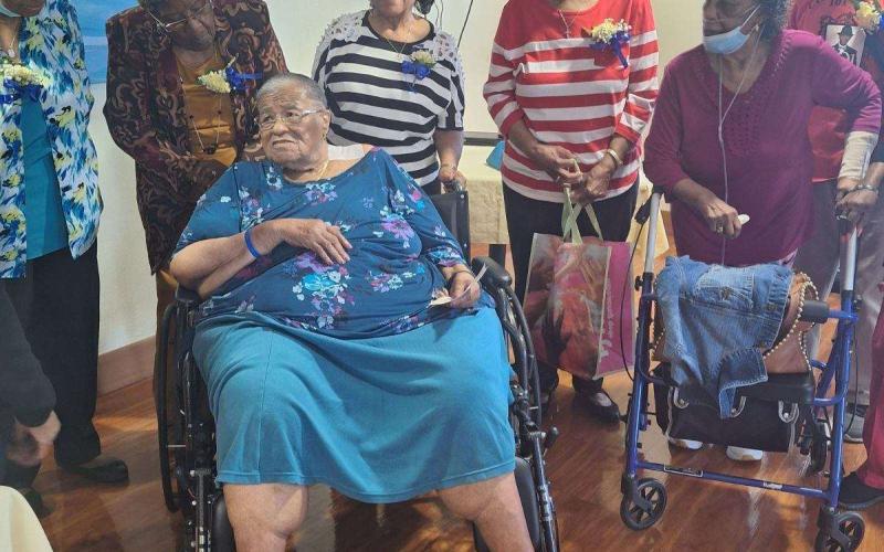 Lots of love was shared between classmates when the Peck High School class of 1959 visited classmate Johnnie Mae Van. Photo by Maybelle Kirkland