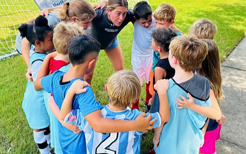UNF coaches and players held a soccer camp for the Boys & Girls Clubs of Nassau County June 26-30 at the Miller Freedom Center. More than 60 children participated. Submitted photo
