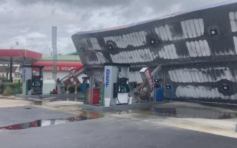 A gas station in Perry sustained damage in Hurricane Idalia. Mike Exline/For News Service of Florida