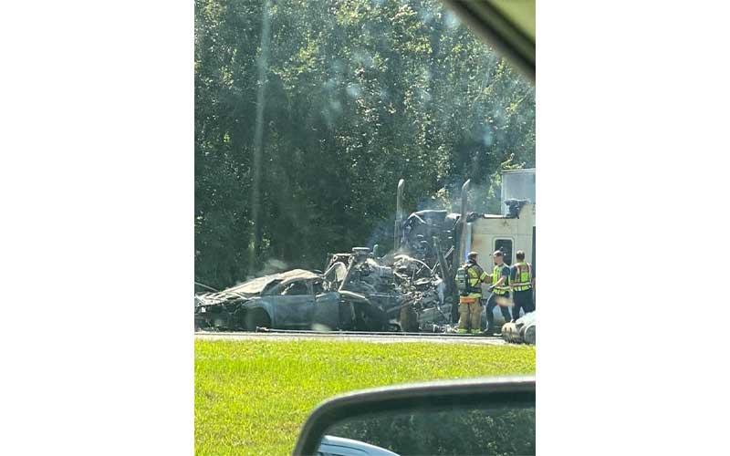 On Facebook, drivers shared photos and videos of the fiery crash that led to hours of backed up traffic along U.S. 17 from Pecan Park and along S.R. 200. Submitted photo
