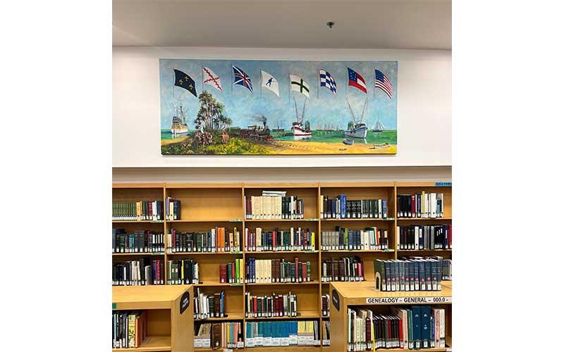 Maurer’s mural at the Fernandina Beach branch of the Nassau County Public library.  Photo courtesy of Jennean Veale
