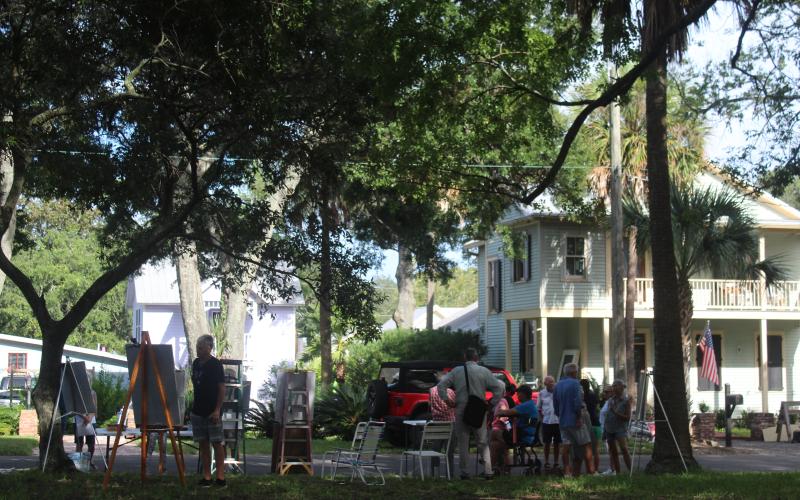 Neighbors of the Port of Fernandina met this week to discuss the possible sale of this parcel and two others in the Fernandina Beach Historic District. The Ocean Highway and Port Authority is looking for ways to raise revenue to pay legal expenses. Photo by Julia Roberts/News-Leader