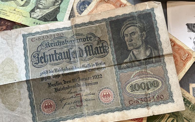 Stickrath’s collection of WWII era money he said soldiers who had been to opposite ends of the world would trade with each other. Photo by Sean Mathew Rosenthal/News-Leader
