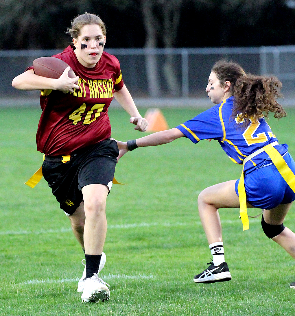 The Lady Pirates hosted the Lady Warriors Thursday to kick off the FHSAA’s inaugural girls flag football season. FBHS plays at Baker Thursday. Photo by Beth Jones/News-Leader