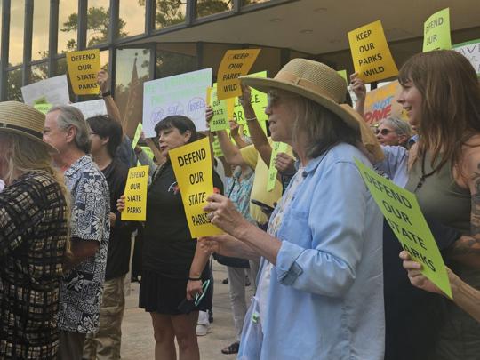 Opponents rallied Tuesday in Tallahassee against a plan to put golf courses, lodges and pickleball courts in state parks. Submitted photo