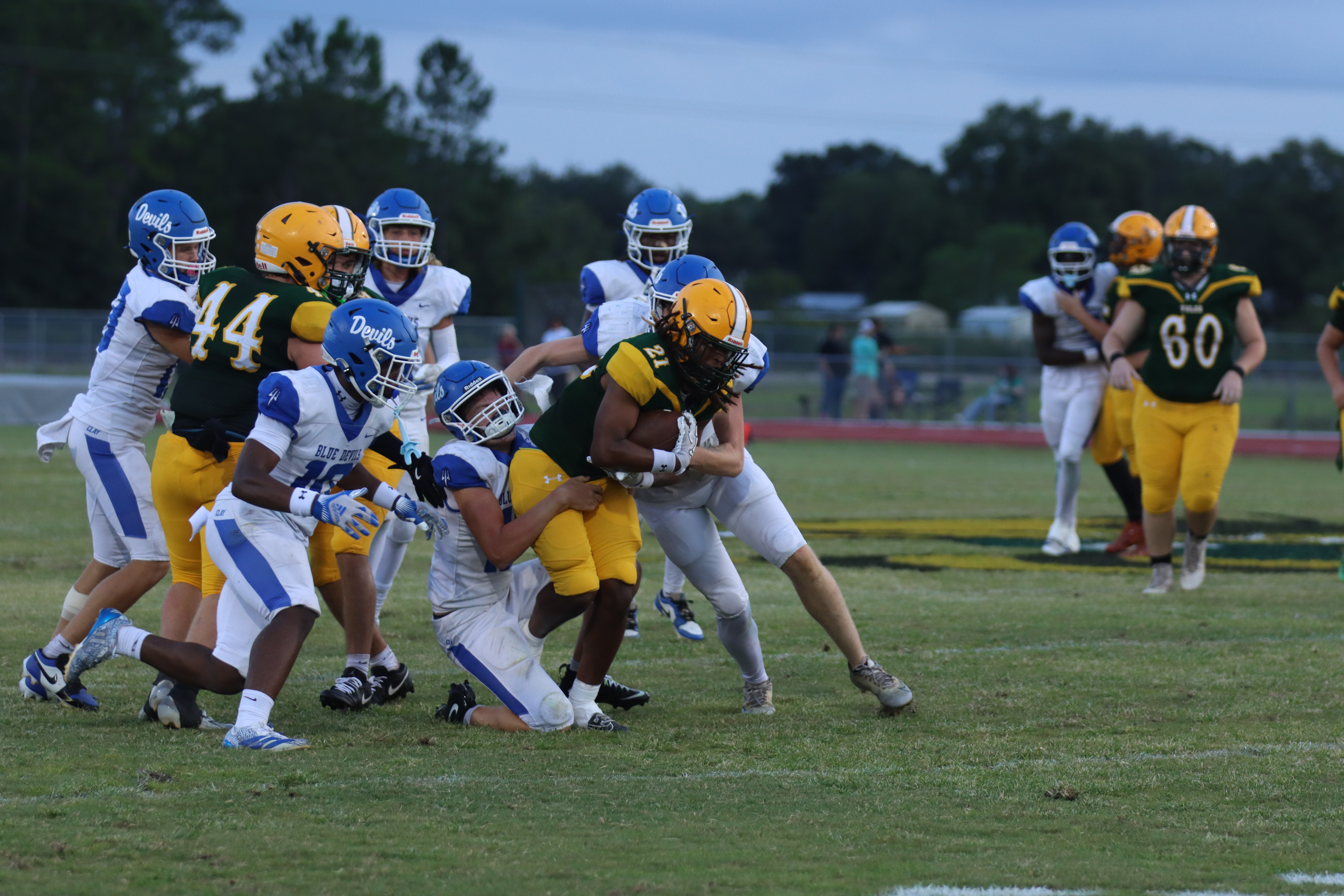 Ashley Chandler/News-Leader Shamar Gibbs fights through a tackle.