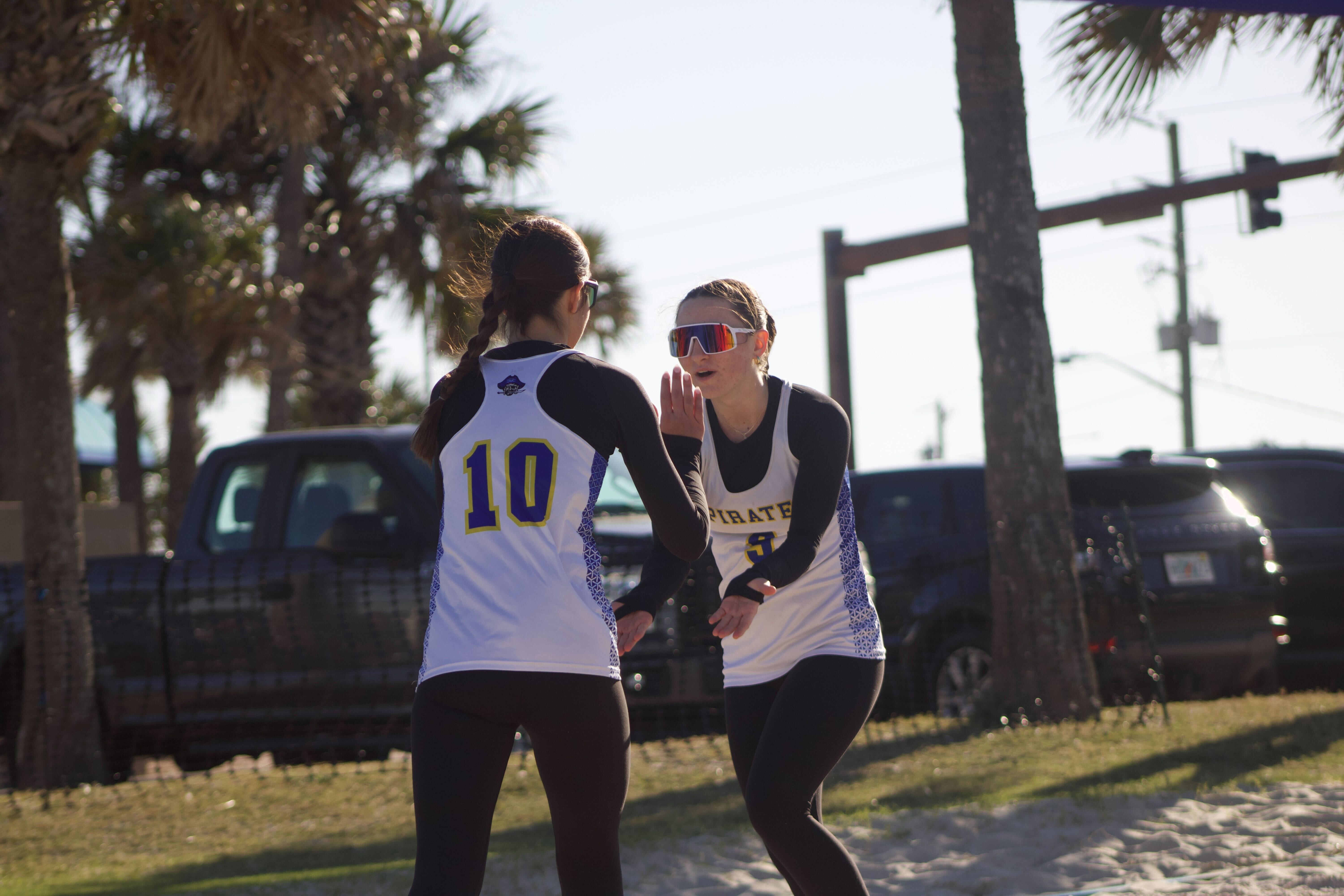 FBHS in a beach volleyball match Monday against Clay. Photo by Marisa DeMar/News-Leader