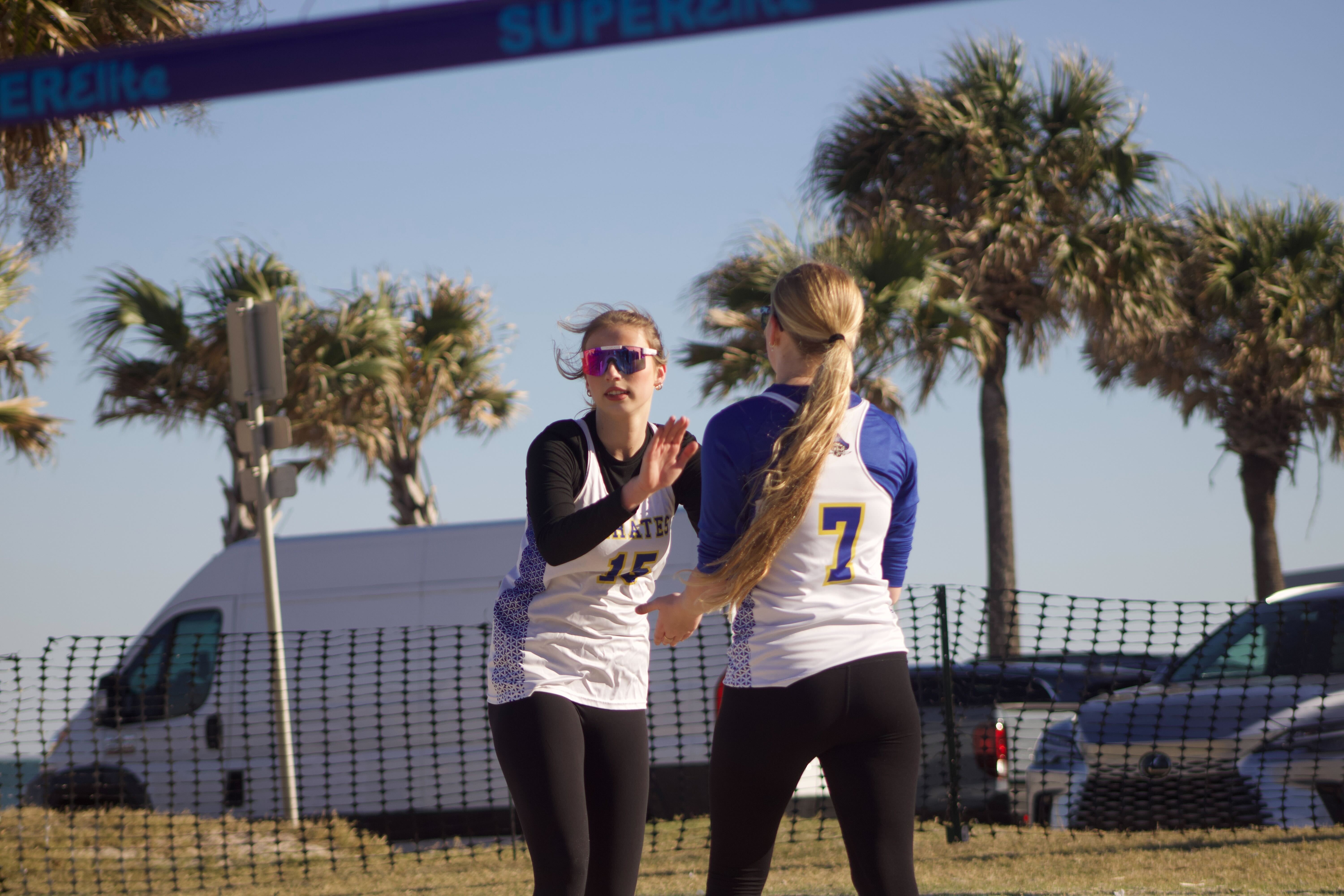 FBHS in a beach volleyball match Monday against Clay. Photo by Marisa DeMar/News-Leader