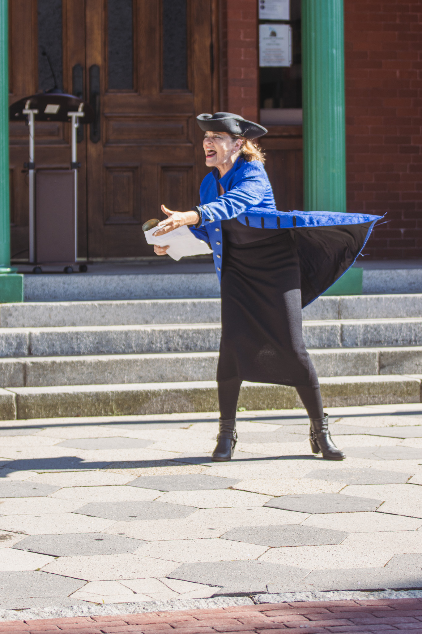 Alexandra LaJoux performs as the town crier ahead of the reading of the Declaration of Independence in downtown Fernandina Beach. Photo by Ashley Chandler/News-Leader