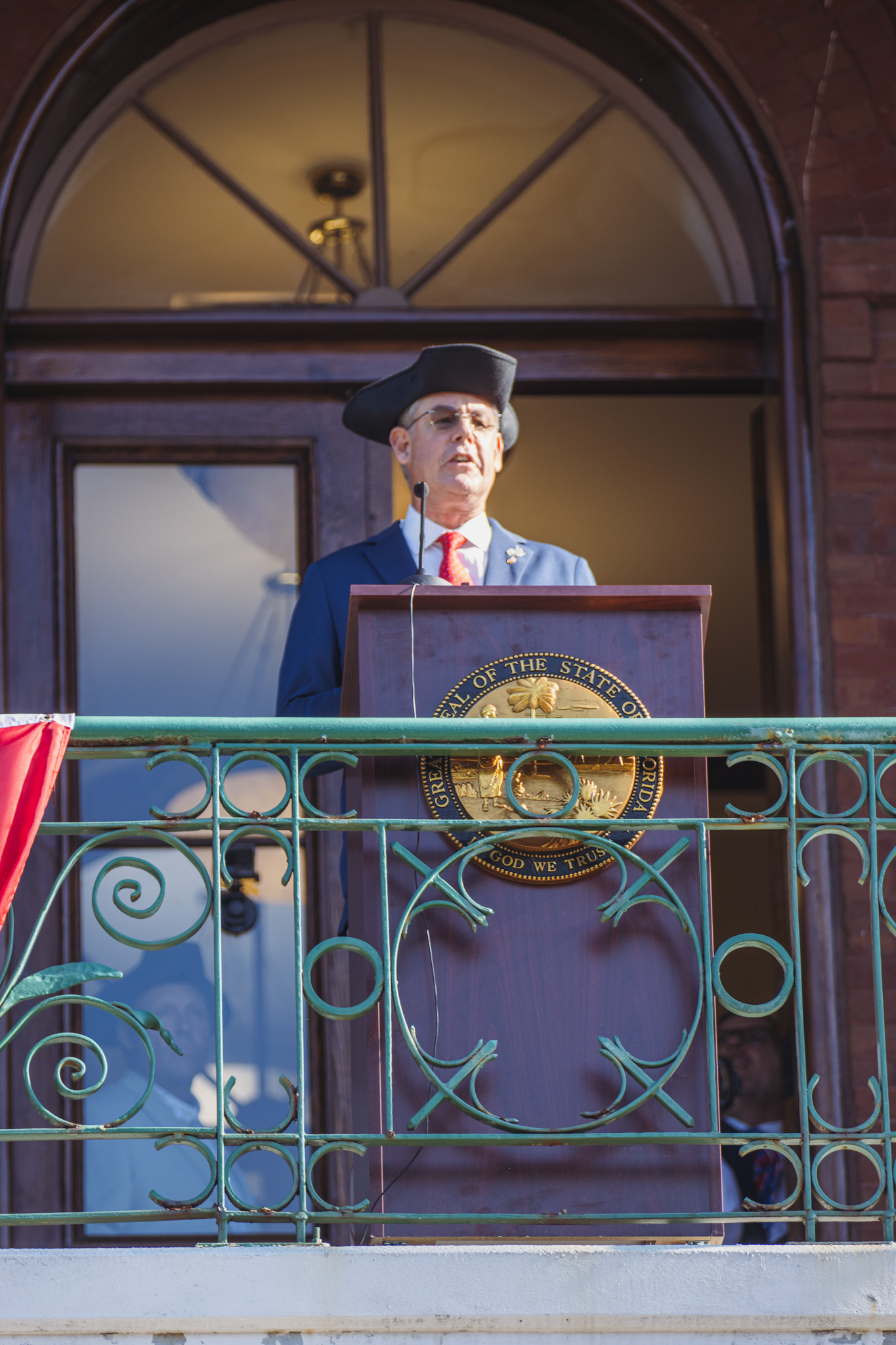 Nassau County Commissioner A.M. "Hupp" Huppmann reads part of the Declaration of Independence. Photo by Ashley Chandler/News-Leader