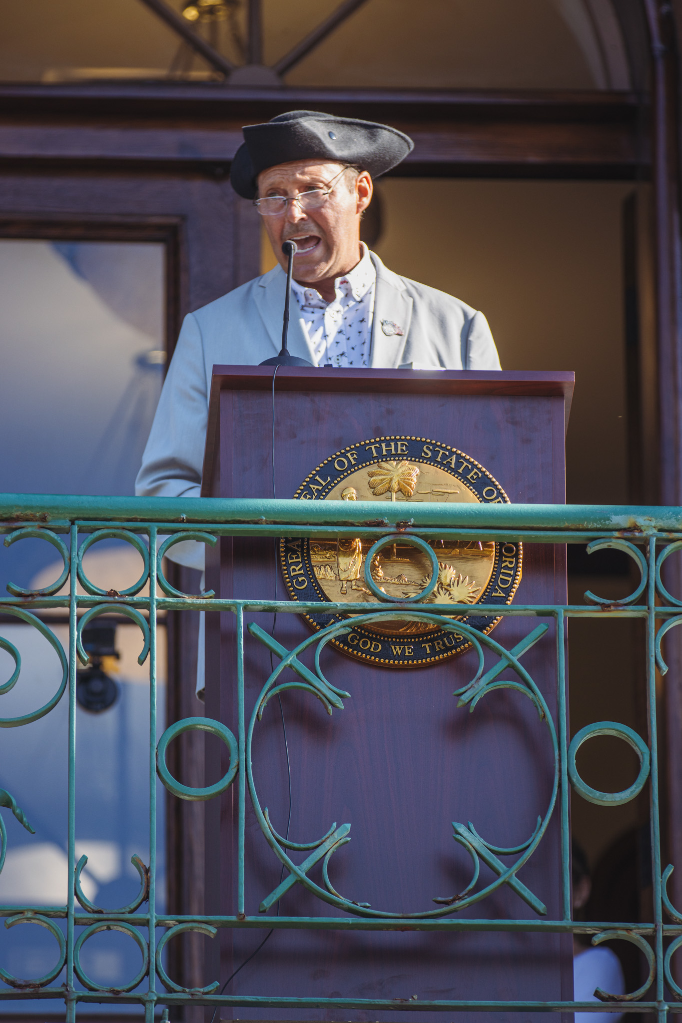 Nassau County Commissioner Jeff Gray reads part of the Declaration of Independence. Photo by Ashley Chandler/News-Leader