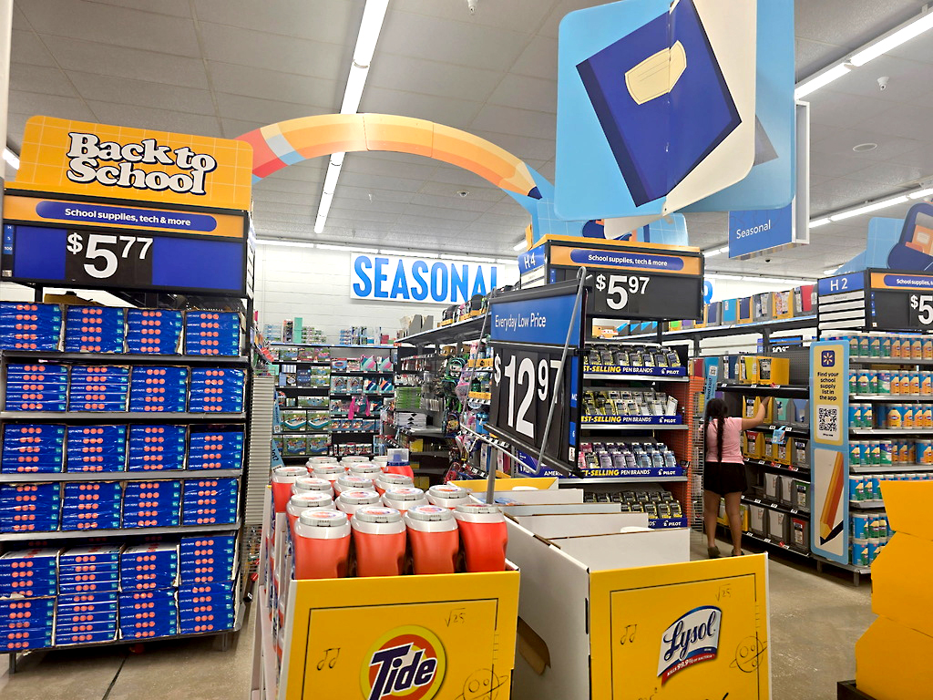 A child looks through school supplies Wednesday at the Walmart on Amelia Island. Photo by Ashley Chandler/News-Leader