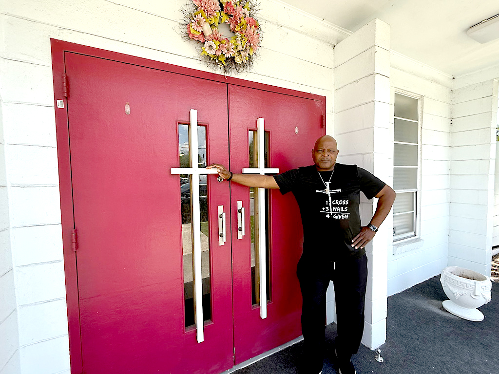 Aldo Brown stands in front of First Missionary Baptist Church. The Nassau County Extreme Weather Coalition partnered with the church to open the cooling center. Photo by Nick Blank/News-Leader