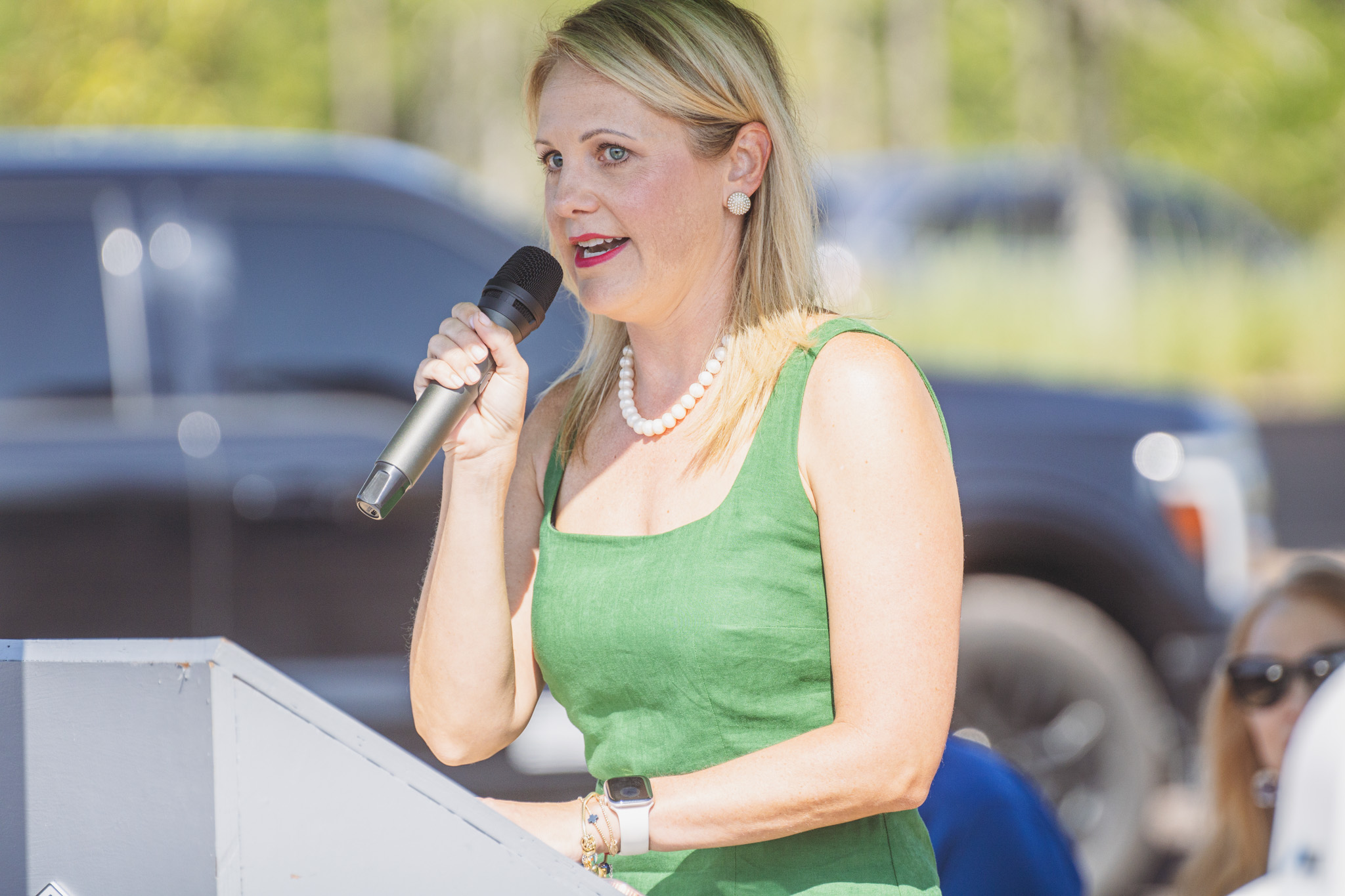 Lindsay Randall speaks at the ground-breaking ceremony for the Cornerstone Classic Academy’s Wildlight location. Nick Blank/News-Leader