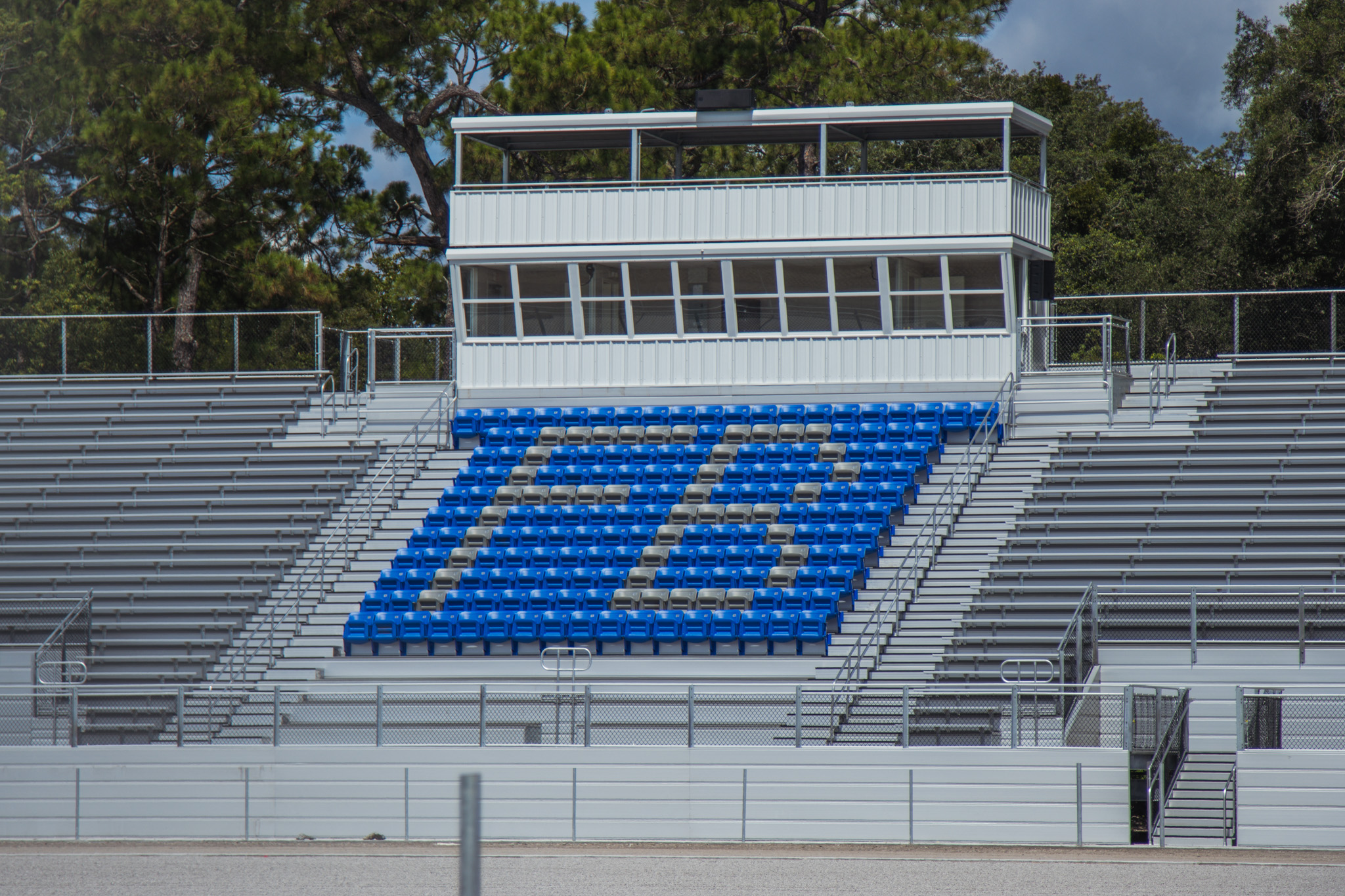 Construction of the Fernandina Beach High School stadium is nearing completion. Work continued Tuesday on the track, field and concession stand. Photo by Ashley Chandler/News-Leader