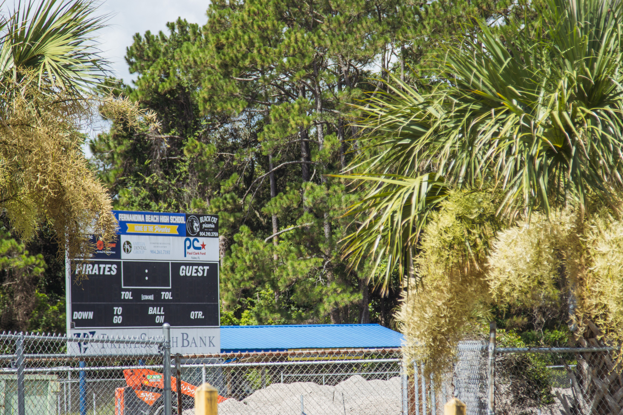 Construction of the Fernandina Beach High School stadium is nearing completion. Work continued Tuesday on the track, field and concession stand. Photo by Ashley Chandler/News-Leader