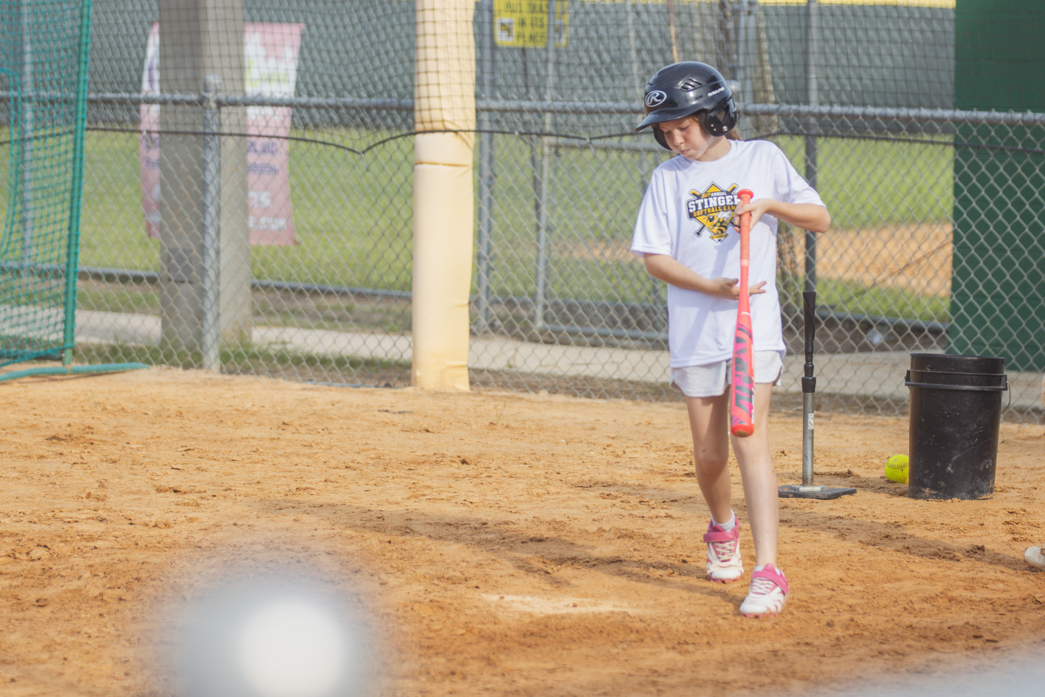 A Yulee High School Softball Camp participant approaches the plate Thursday morning. Photo by Ashley Chandler/News-Leader