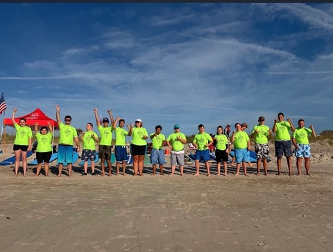 The Nassau County Special Olympics Surf Team enjoy time practicing on the beach. Submitted photo