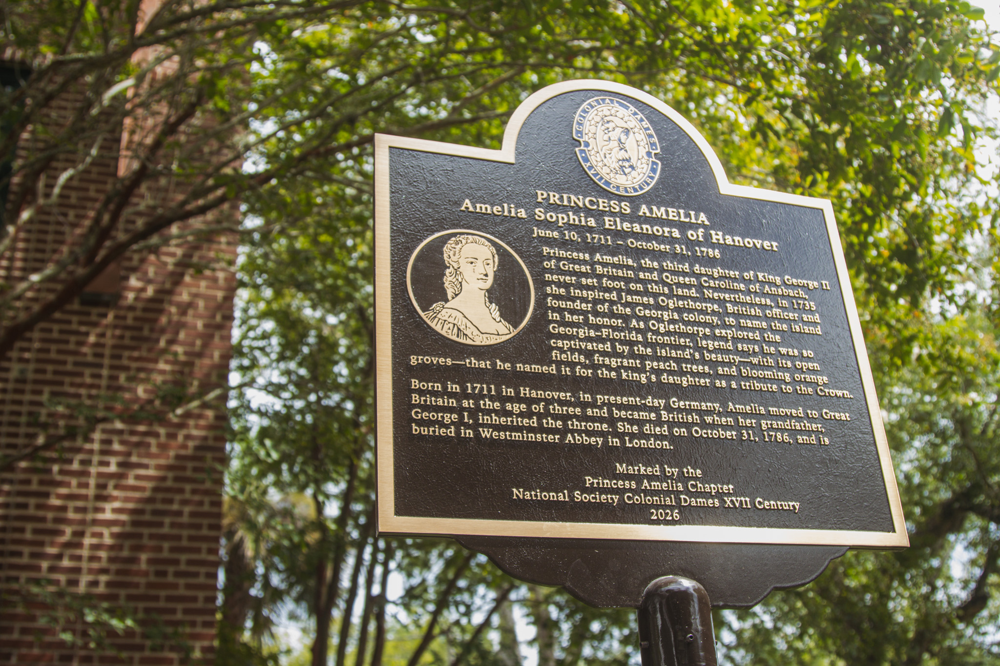The Princess Amelia historical marker was unveiled Saturday at the Amelia Island Museum of History. Photo by Ashley Chandler/News-Leader