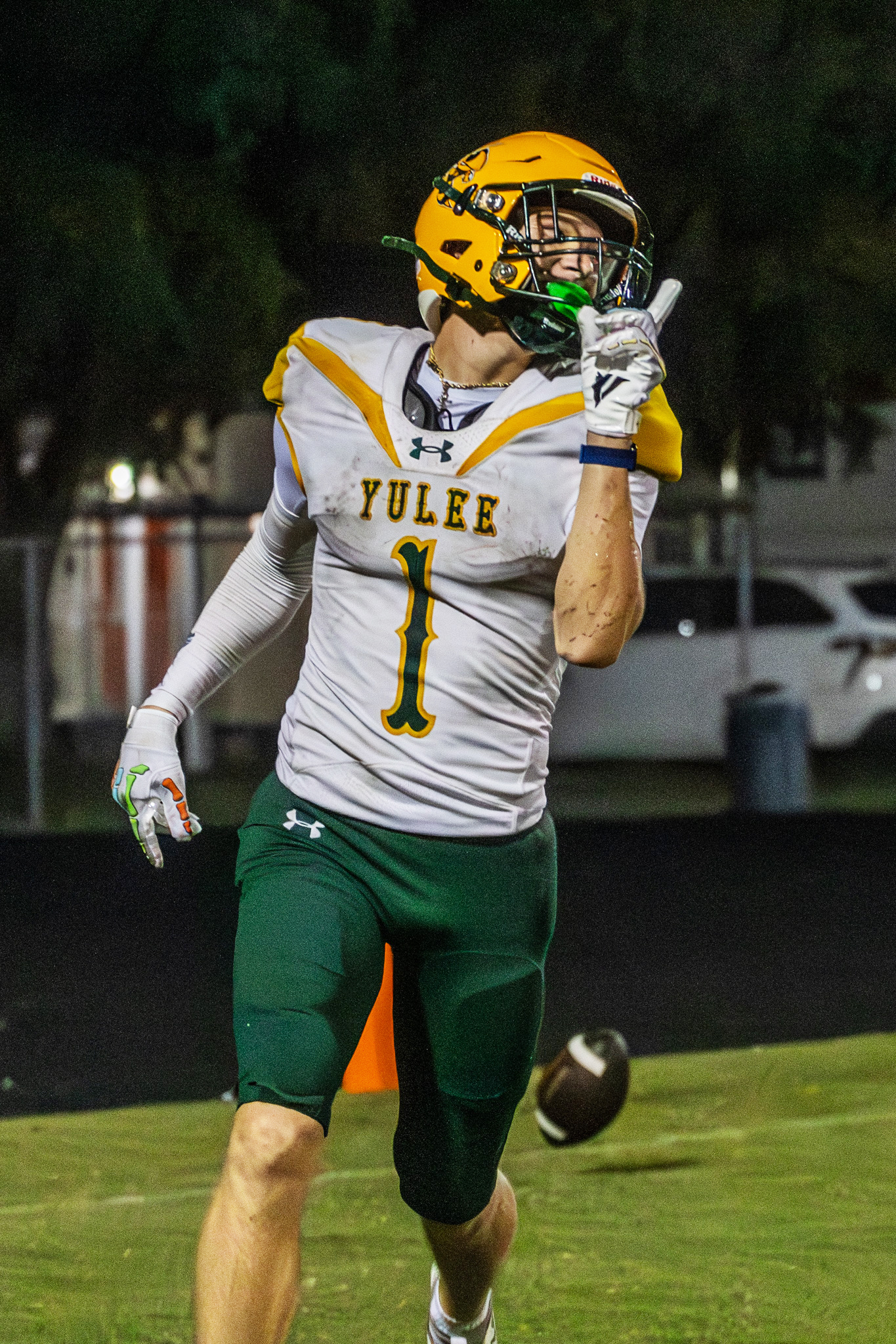 Receiver Pete Kuhlman celebrates after scoring a touchdown for the Hornets Friday. Photo by Nick Blank/News-Leader