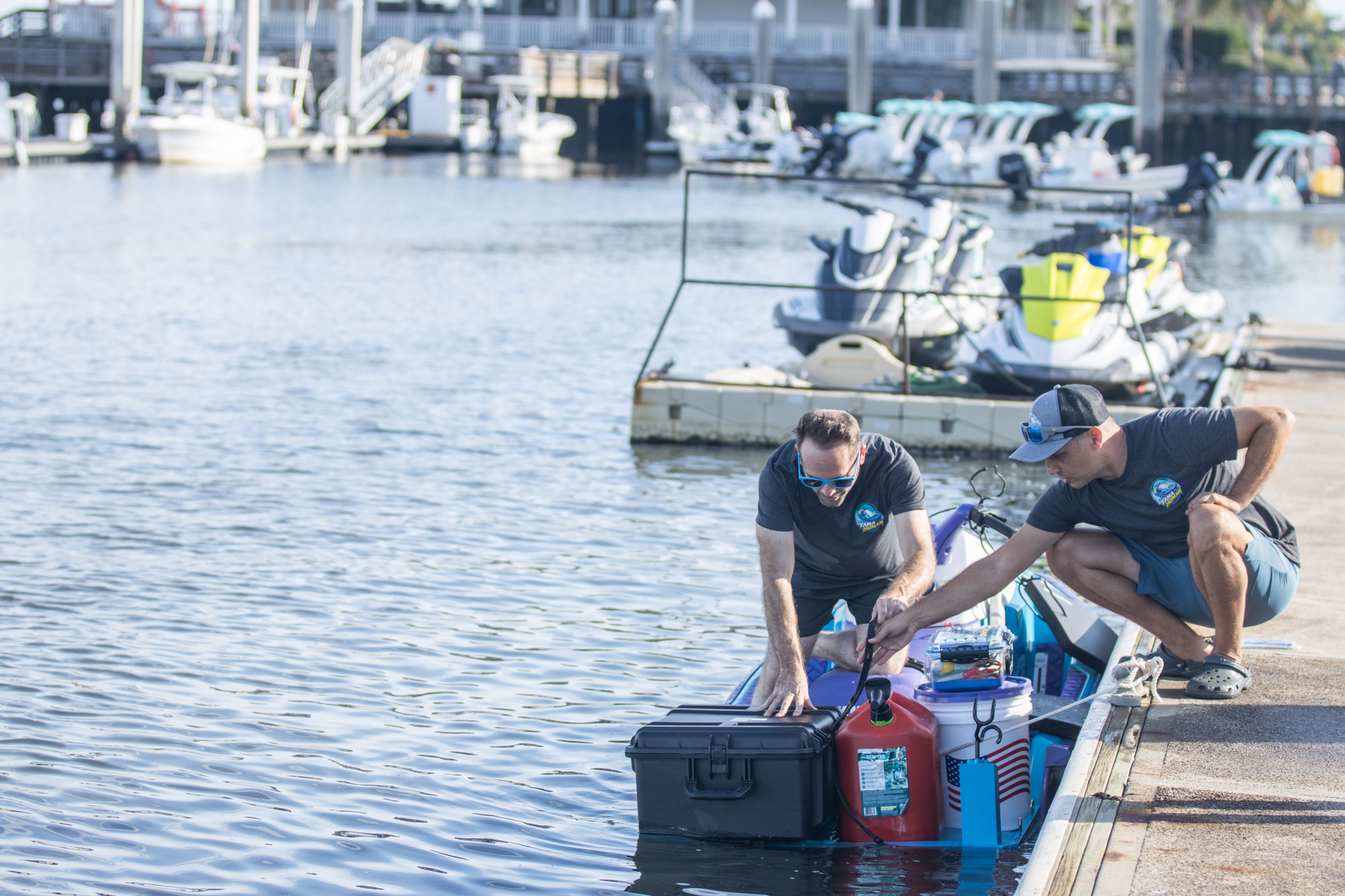 Timothy Homan and Jake Thiel departed from Fernandina Beach Marina for a 780-mile, eight-day jet ski voyage that will benefit the nonprofit Active Minds. Photo by Suzi Hamilton/For the News-Leader
