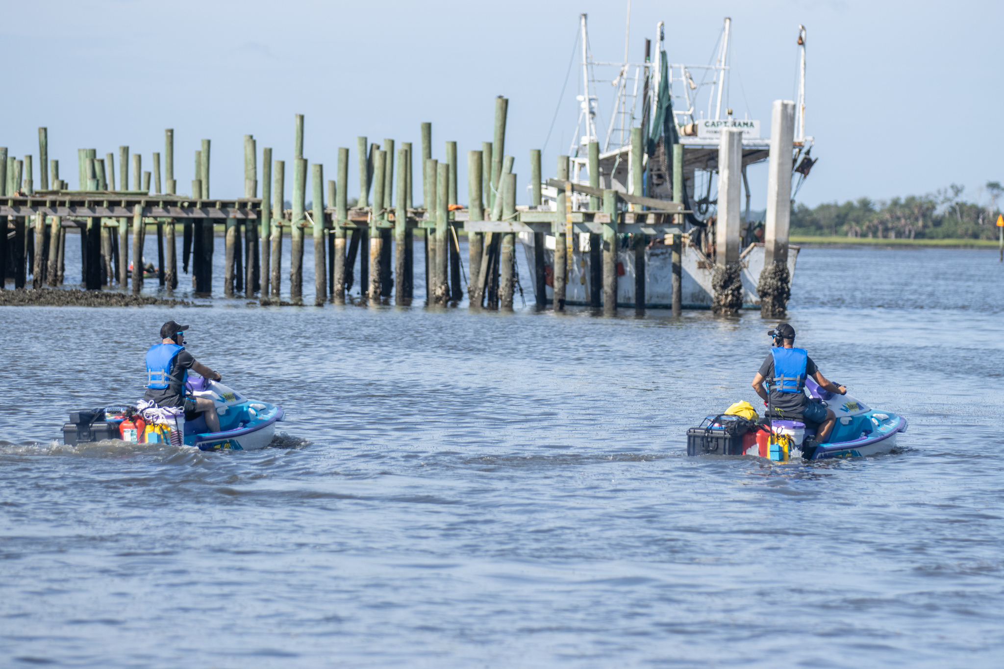 Timothy Homan and Jake Thiel departed from Fernandina Beach Marina for a 780-mile, eight-day jet ski voyage that will benefit the nonprofit Active Minds. Photo by Suzi Hamilton/For the News-Leader