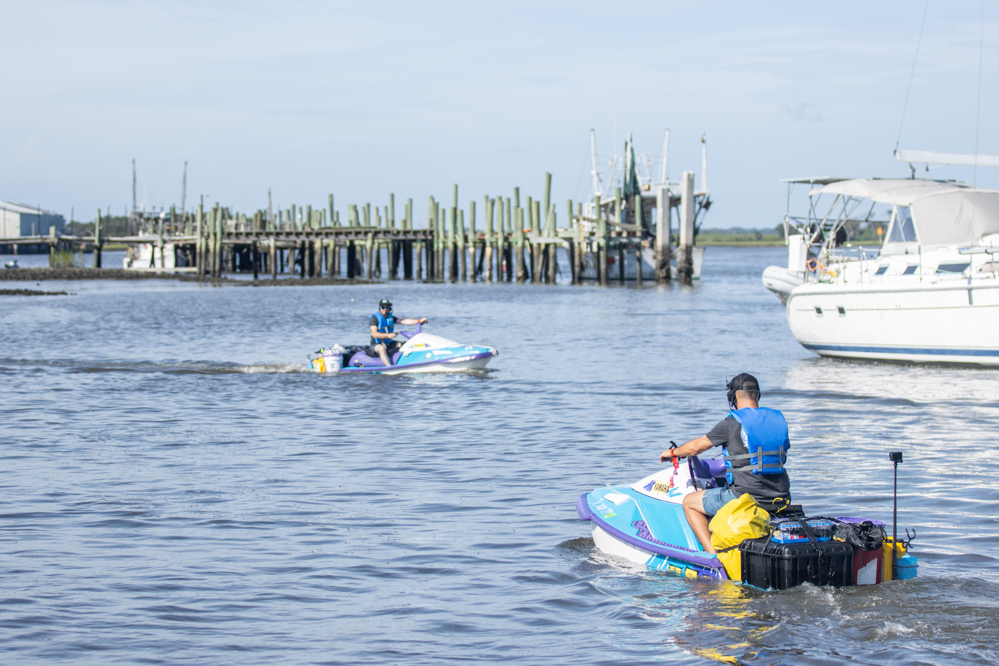 Timothy Homan and Jake Thiel departed from Fernandina Beach Marina for a 780-mile, eight-day jet ski voyage that will benefit the nonprofit Active Minds. Photo by Suzi Hamilton/For the News-Leader