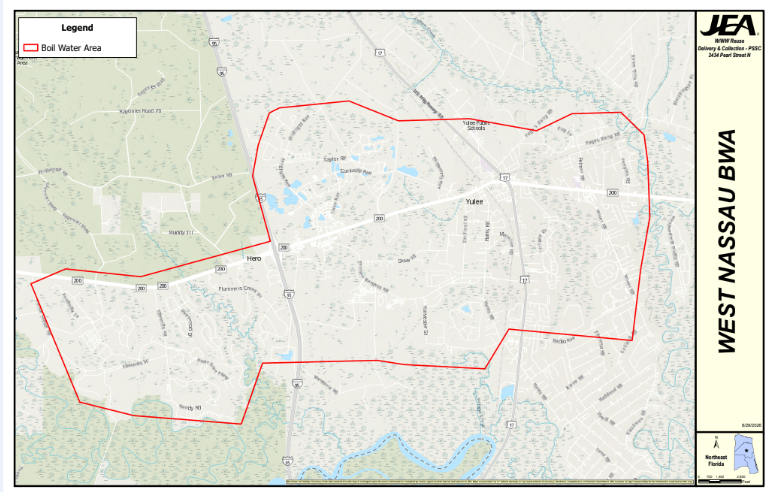 This image shows the area in Nassau County that is currently under a precautionary boil water advisory. 