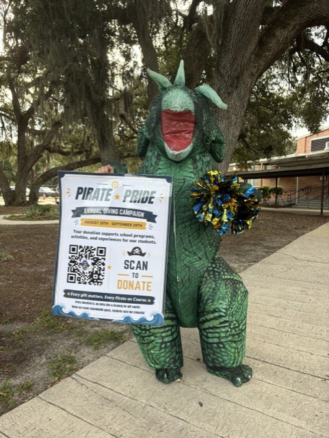One FBHS parent, Stephanie Lunt, has been dressing up on Fridays to support the FBMS PTO annual fundraiser, the Pirate Pride Annual Giving Campaign. She has dressed up as Shrek, a dinosaur, a unicorn and a donkey. Submitted photo