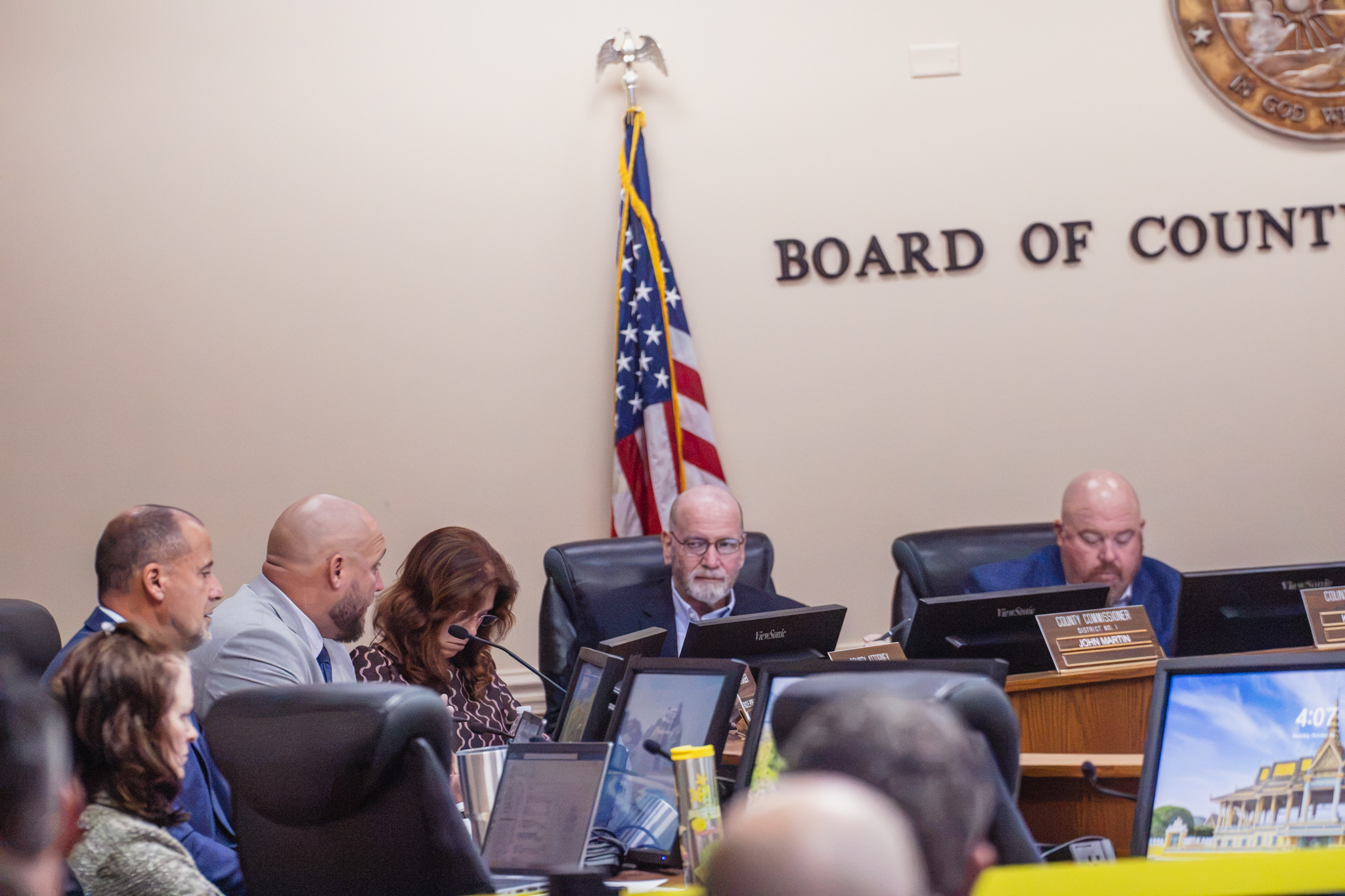 Nassau County Board of County Comissioners and county staff listen to the results of the data center fact-finding committee workshop series. 