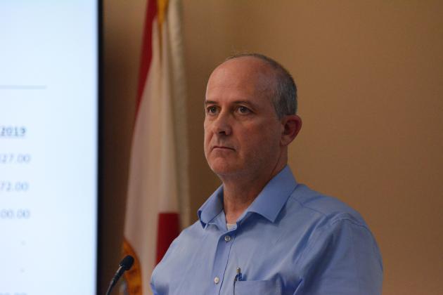 Nassau County Office of Management and Budget Director Chris Lacambra presents an updated Fleet Replacement Program to discuss possible vehicle replacements and acquisitions with commissioners.