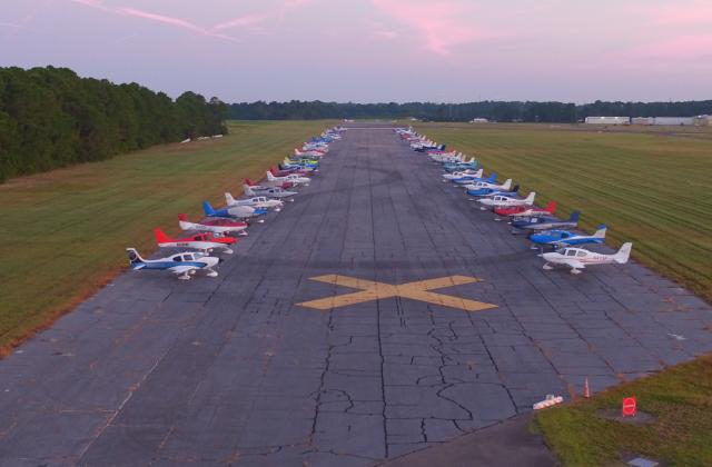 One hundred sixty-five aircraft parked at the Fernandina Beach Municipal Airport last week for the Cirrus Owners Pilots Association Migration annual event. Submitted photo.