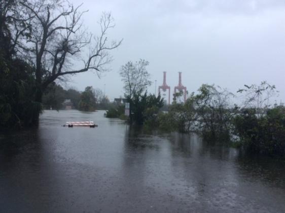 Escambia slough became a small river as it flooded Escambia Street.