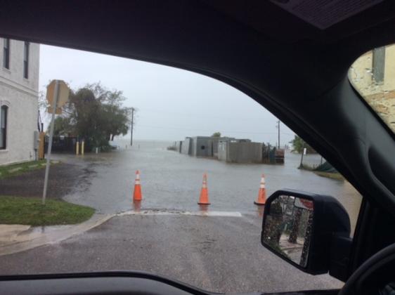 The Amelia River invaded the city, coming up over the railroad tracks on Front Street and onto Alachua Street.