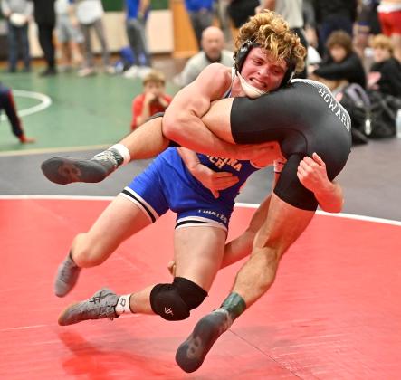 FBHS wrestlers in action over the weekend include, clockwise from top left, Enzo Gamba, Cael Kubatzke, Elijah Smith, Gauge Housely and Nik Saldana.