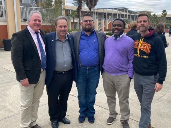 Five of the seven Nassau County band directors in attendance at the All District Band Concert. Submitted photo.