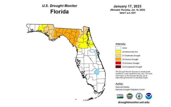 The U.S. Drought Monitor is jointly produced by the National Drought Mitigation Center at the University of Nebraska-Lincoln, the United States Department of Agriculture, and the National Oceanic and Atmospheric Administration. Map courtesy of NDMC.
