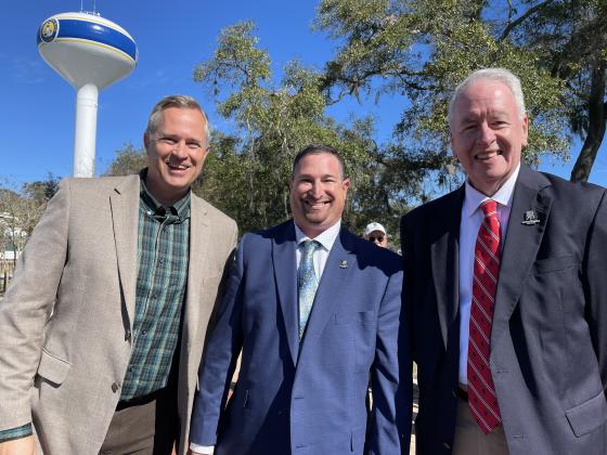 Pictured are, from left, U.S. Navy Captain Michael Doran, chairman of the Veterans Council of Nassau County, Scott Forshey-Friedman, Donor Engagement and Experience director at WWP, and Chris Needles, chief development officer at WWP. All three spoke at the dedication event. Submitted photo