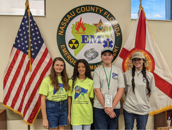 The Nassau County 4-H chapter Youth Emergency Team includes, from left, Sophia Causer, sixth grade; Elena James, sixth grade; Gabriel Gierhahn, high school freshman; and Natalie Stevenson, high school junior. Photo courtesy of Nassau County Youth Emergency Team  
