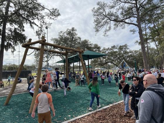 Hundreds gathered in Central Park Sunday for the dedication of Teddy Bear Playground in honor of the late David Berkman on his birthday.  Submitted photo