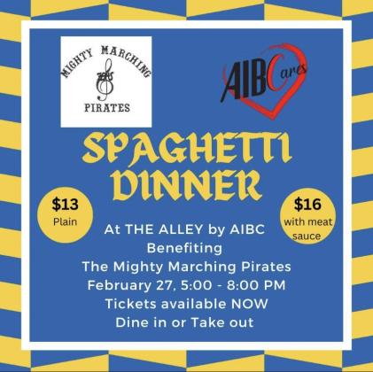 On Monday, Feb. 27, at The Alley-Amelia Tavern, the Fernandina Beach High School band is holding a spaghetti dinner sale to raise funds for the upcoming competition expenses. Submitted photo