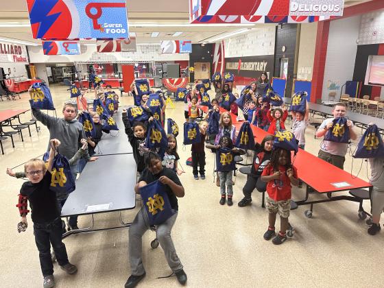Thank you, Notre Dame! Pictured are students from Hilliard Elementary School. Submitted photo